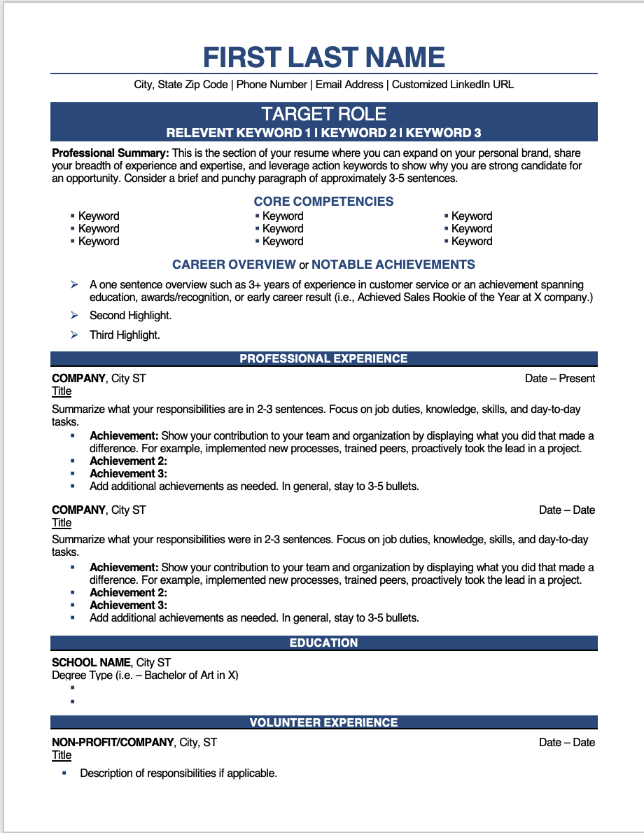 Analytical Blue Professional Resume