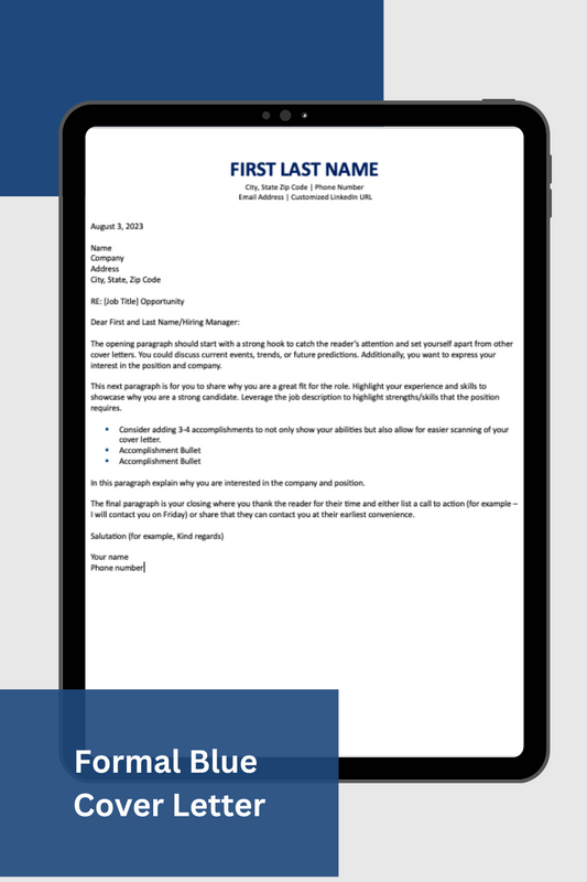 Formal Blue Cover Letter Template