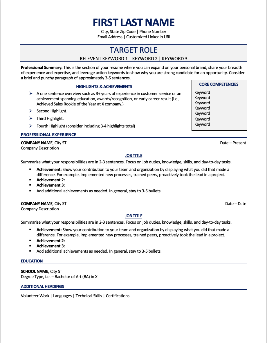 Formal Blue Professional Resume