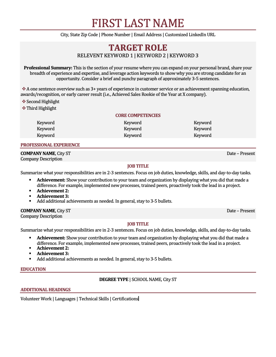 Powerful Red Professional Resume