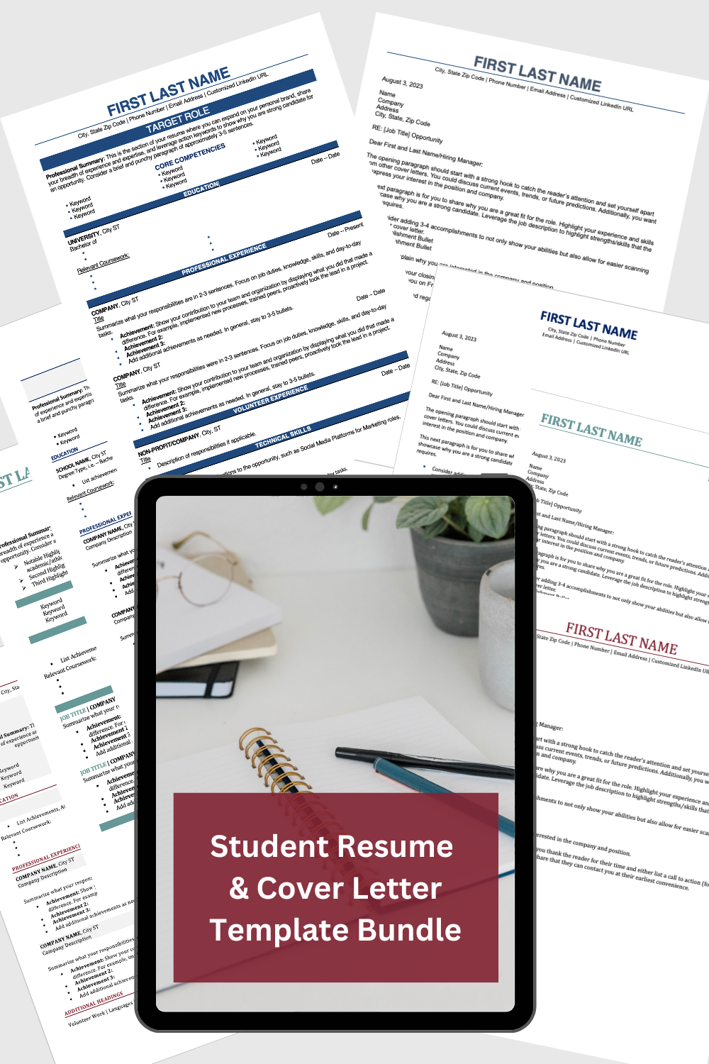 Student Resume & Cover Letter Template Bundle